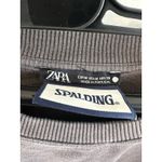 ZARA  Spalding Sweatshirt Women's M Gray Knitted Cotton Long‎ Sleeve Pullover Photo 3