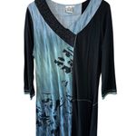 Parsley & Sage Blue Black Tie Dye Artsy Boho Tunic Top Rayon Jersey Size Large Photo 1