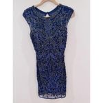 Primavera Couture Fitted Mesh Navy BlueBeaded Dress Sz 10 Prom Formal Homecoming Blue Photo 1