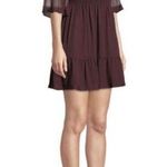 Kobi Halperin Lacie Silk Chiffon Smocked Modest Tiered Cocktail Mini Dress, Sz S Red Photo 0