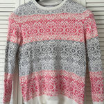 kim rogers  Womens Size‎ L Pink Gray Striped Knit Long Sleeve Sweater Photo 0