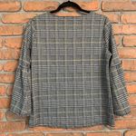 Allison Joy Allison‎ Joy Womens Plaid Knit Blouse Top Houndstooth Bell Sleeves Size Small Photo 2