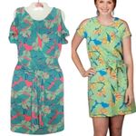 Tracy Negoshian Addisyn Butterfly Dress Cold Shoulder Aqua Pink Blue Size Medium Photo 1