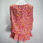 Adrienne Vittadini Dainty Floral Blousy Sleeveless Peplum Top with Lace Boho Photo 2