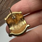 Swavorski Swarovski Crystal Clear Gold Tone Pierced Earrings (Swan Marked) Missing Stones Photo 3