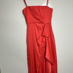 BCBG MaxAzria Ila Strapless Coral Satin Evening Dress Draped 0 Photo 1