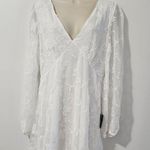 Lulus Angelic Bliss White Embroidered Puff Sleeve Mini Dress Women's Size L Size L Photo 1
