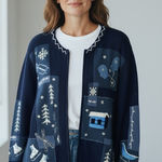 Holiday Lodge North Crest Women’s Full Zip Sweater Cardigan Ski Lodge Sz L(14 Photo 0