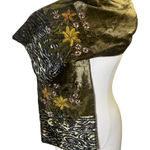 Artsy Boho Scarf Wrap Crushed Velvet Satin Olive Two's Company One Size ok Green Photo 0