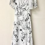 Victoria Beckham Floaty Godet Midi Dress Floral Negative White/Black Womens US 2 Photo 1