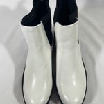 Dirty Laundry Chunky Lugged Chelsea Boots Faux Patent Leather 8 White/Black NEW Photo 4