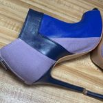 BCBGMAXAZRIA  Nicoletta Blue & Gray Colorblock Leather Peep Toe Booties size 36 Photo 8