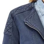 Gap Womens Quilted Moto Knit Jacket M Navy Faded Zip Cuffs Collarless Bikercore Photo 1
