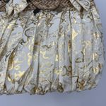 Sun 'N Sand Woven Straw Fabric Gold Metallic Tote Bag Boho Chain Chic Brown Photo 7