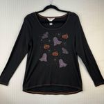 Christopher & Banks Halloween Long Sleeve Shirt Medium Studded Ghost Pumpkin Bat Photo 1