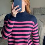 Loft Navy & Pink High neck Striped Sweater Photo 2