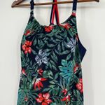 Cacique Swim by  Swim tankini Top Blue floral flower print strappy plus Size 14 Photo 2