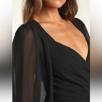 Lulus  Regal Elegance Black Long Sleeve Surplice Mermaid Maxi Dress NWT Medium Photo 4