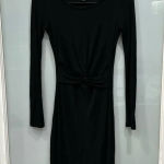 All Saints Women's Black Long Sleeve Layered Mini Knot Tie Dress Size Small Photo 0