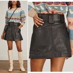 NWT Sea New York Ayden Lamb Leather Mini Skirt with wide belt in Size 0 Black Photo 2