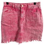 ZARA Pink Acid Wash Frayed Hem Denim Mini Skirt Size Small Photo 0