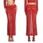 I am gia I.AM.GIA Alix Skirt Swim Coverup Maxi Elastic Waist Crochet Sheer Red XXS Photo 1