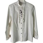 Alphorn Trachten Vintage Embroidered Floral Lace Trim Button Down Shirt Size 36 Size L Photo 10