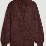 Ann Taylor New W/ Tag Comfy Shimmer Boyfriend Button Up Cardigan In Spiced Cocoa Photo 1