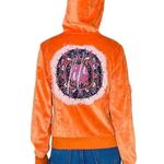 Fifi Collection Vintage Y2K  Orange Velour Logo Hooded Cardigan Photo 2