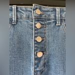 OAT New York Light Wash Denim Maxi Skirt Size 6/28 Slit Front Pockets Button Fly Blue Photo 2