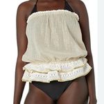 Ramy Brook  Tilda strapless tube top cover gold lurex and crochet hem, XS, NWT Photo 3