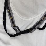 Ann Taylor Round Neck White Cotton Tank Top Sz M Lace Ribbon & Rhinestones Photo 7