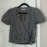 Madewell  Short-Sleeve Wrap Top in Gingham Check Size S Small Photo 0