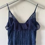 Foxiedox  Navy Blue Lace Ruffle Maxi Slip Dress Photo 3