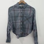 Free People  Womens Cropped Cutie Plaid Button Front Batwing Shirt Size XS Photo 1