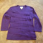 Anthropologie Helios & Luna Lightweight Wool Ruffle Front Crew 3/4 Slv Sweater L Photo 0