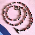 Pink black and silver beaded necklace Photo 5