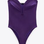 ZARA NWT   Strapless Corset Sweetheart Neckline Bustier Purple Swimsuit Photo 5