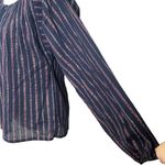 Mes Demoiselles Elize Blouse Women’s Size M Lurex Striped Cotton Peasant Top Blue Size M Photo 5