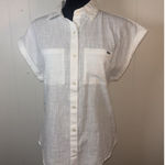 Vineyard Vines woven lightweight Short sleeve button Up Xs white NWT Cap Sleeve Photo 0