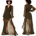 Caroline Constas Vivian Winter Rose Silk Dress , Black Green Size M, Retail $995 Size M Photo 8