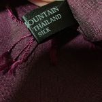 Island Mountain Thai Silk Purple Striped Elephant Print Fringe Scarf Photo 4