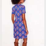 Boden Naomi Short Jersey Dress Bright Blue Wildflower Stamp 12 long Photo 1
