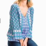Southern Tide Blouse Womens Small Boho Top Tropical Blue Green Summer NWT Evelyn Photo 10