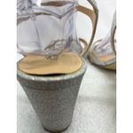 Badgley Mischka Silver Glitter Block Heel Sandals Sparkle Dress Women's Size 11 Photo 5