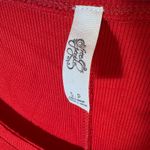 Free People ‎ Red Ribbed Knit Long Sleeve Top High Low Hem Size Small Photo 2