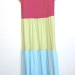 Lands' End size Small Regular Sleeveless Tiered Maxi Dress color block Rainbow Photo 4