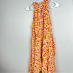 Beautiful NEW Orange Floral Mini Dress Halter‎ Small Side Zip Retro, Size Small Photo 3