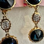 Swavorski Vintage Swarovski Deep Blue Rivoli Crystal Clip-On Earrings Photo 1