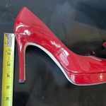 Anne Klein Super Shiny Red Patent Leather Peeptoe Platform heels 9.5 Photo 6